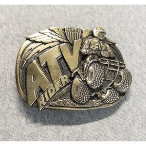 Vtg 1985 ATV Rider All Terrain Vehicle Belt Buckle Great American Buckle Co.